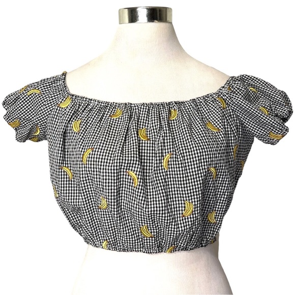Gingham Milkmaid Embroidered Banana Accents - Picture 12 of 12